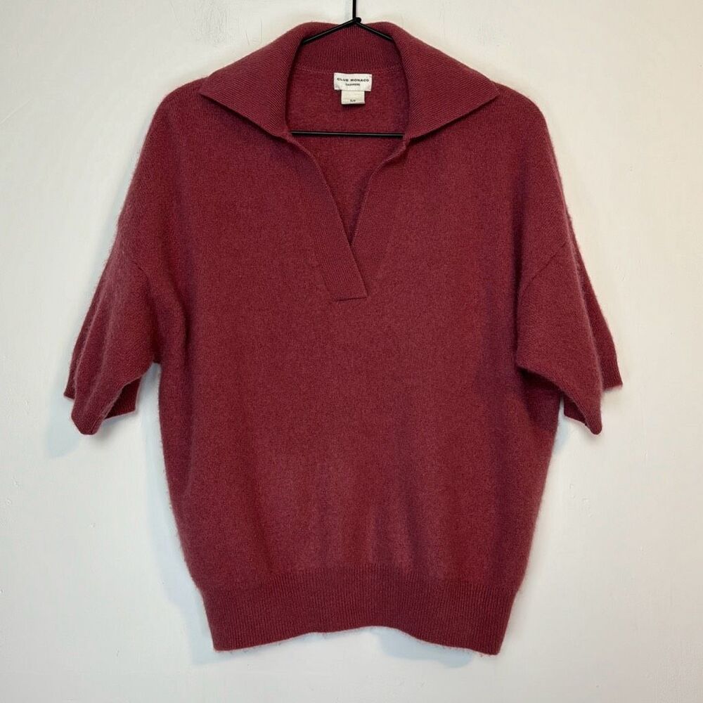 Club Monaco Women's V-Neck Sweater in Deep Red